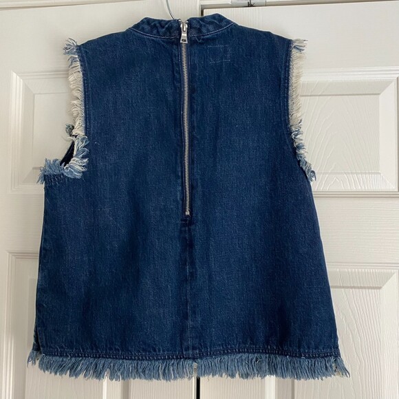 Gap Denim Sleeveless Fringe Top – Size S, 100% Cotton - Picture 3 of 6